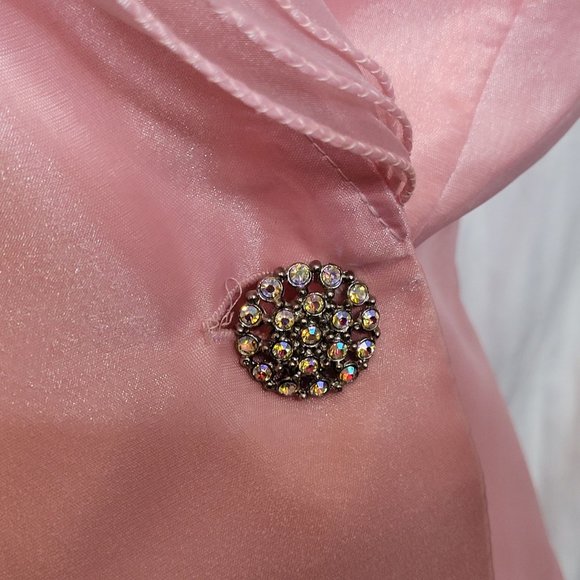 Formal Skirt Top Set 2 Pieces Pink Ruffle Polyester Acetate Bling Vintage 80s Al - Picture 5 of 12